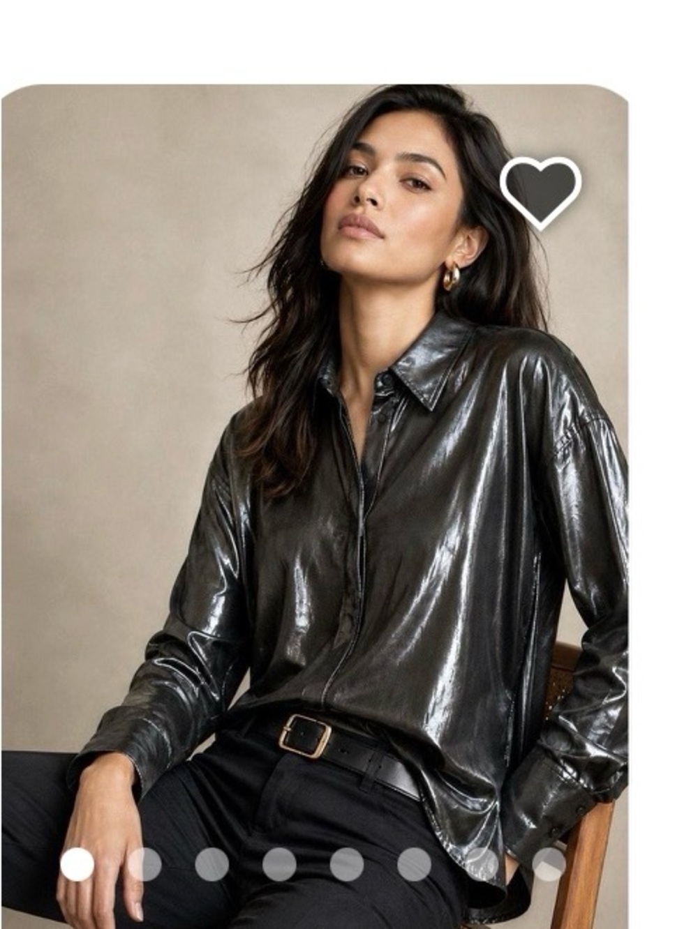 Metallic silver Button-Up Shirt blouse